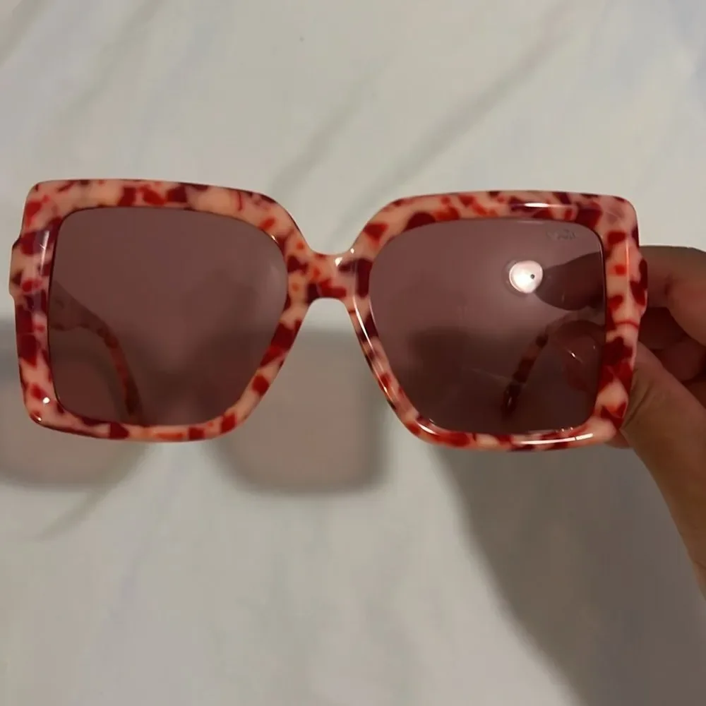 Anthropologie I-SEA tailor oversized pink frame sunglasses
